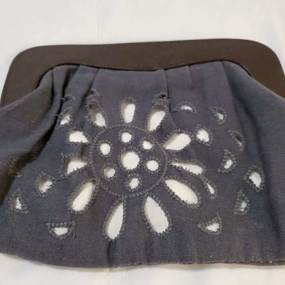 Gently Used Old Navy Clutch Purse, Linen and Faux Leather w/ Magnetic Closure - Picture 5 of 16